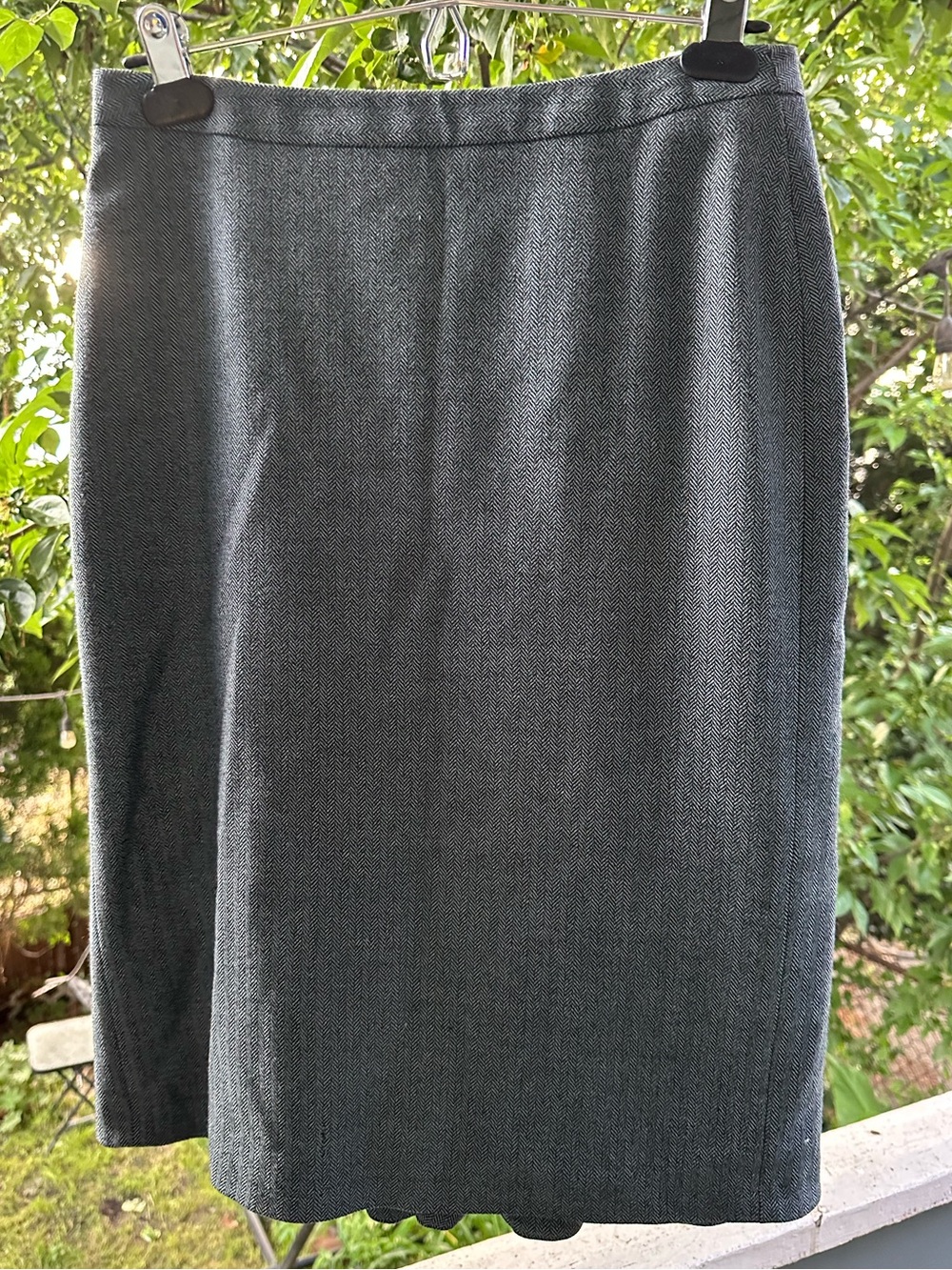 Boden Dark Gray Herringbone Pencil Skirt
